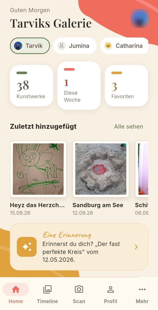 Startseite mit der Galerie und den zuletzt hinzugefügten Kunstwerken